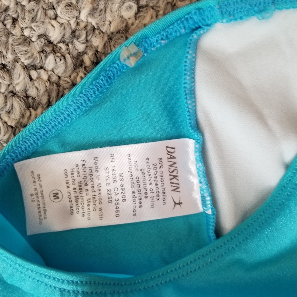 Dancer Danskin turquoise shimmer Dance crop top - Picture 3 of 5